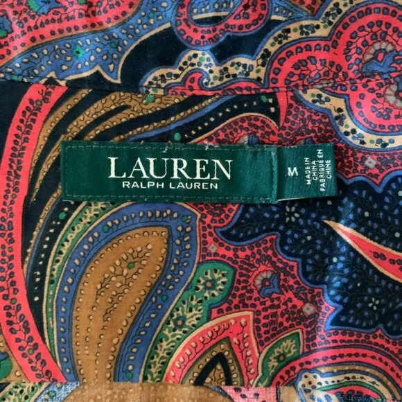 Ralph Lauren Paisley Patterned Long Sleeve Button Up Blouse Sz Medium - Picture 7 of 8